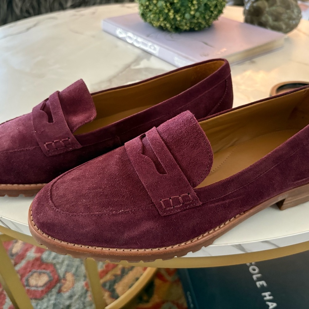 Talbots Burgundy Suede Penny Loafers